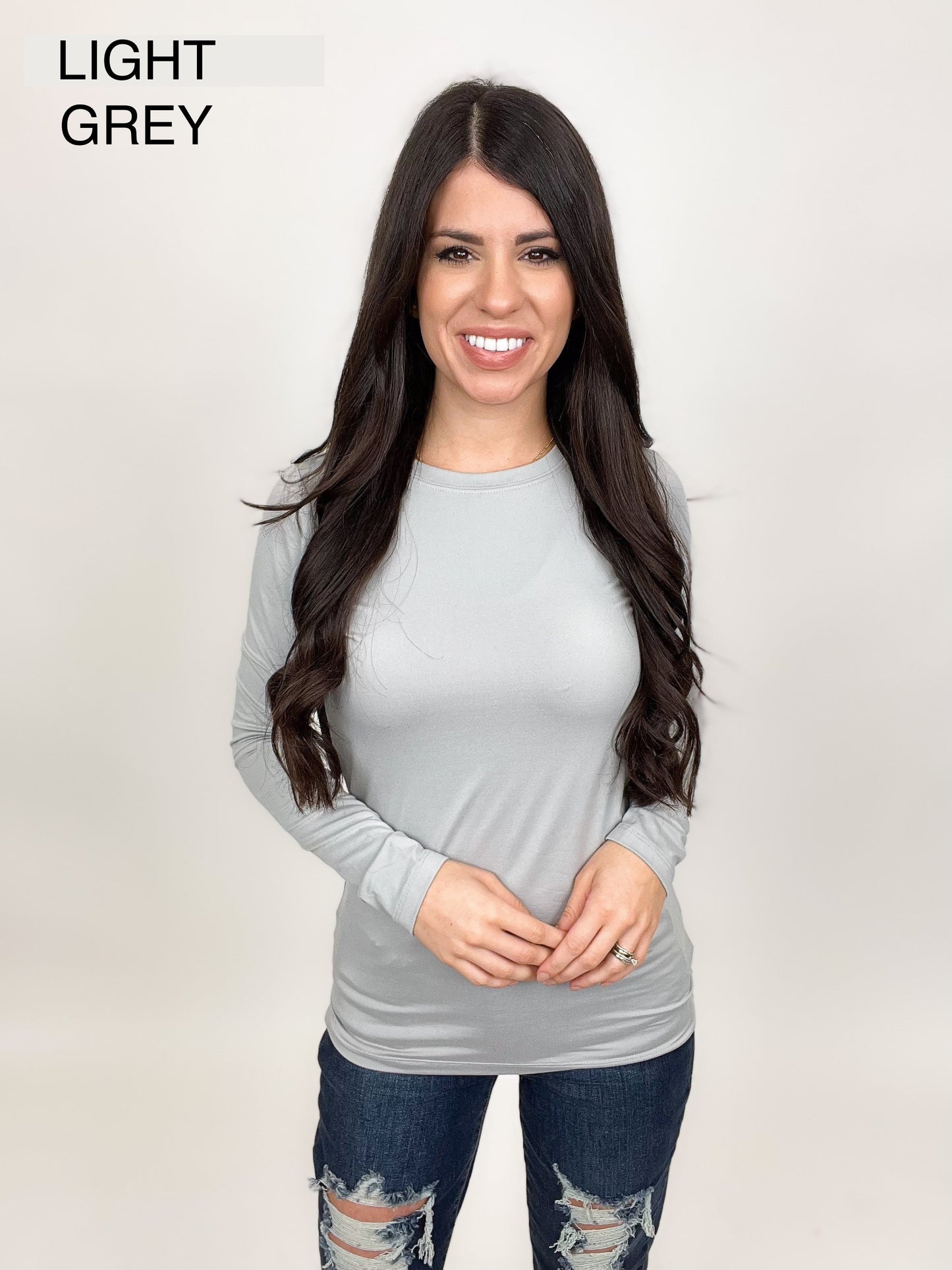 Slimming Long Sleeve Round Neck Tee