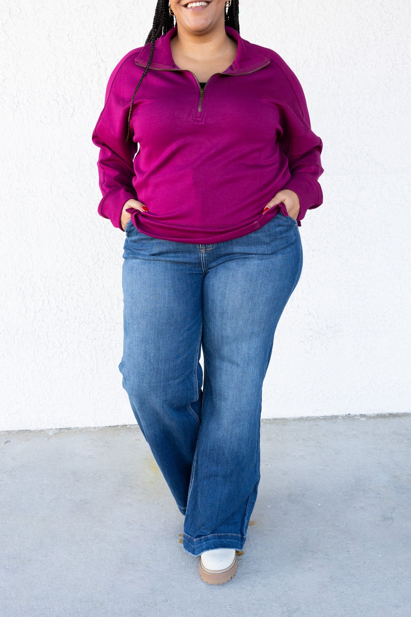 All The Class By Risen High Rise Wide Leg Slanted Pocket Jeans - Dark
