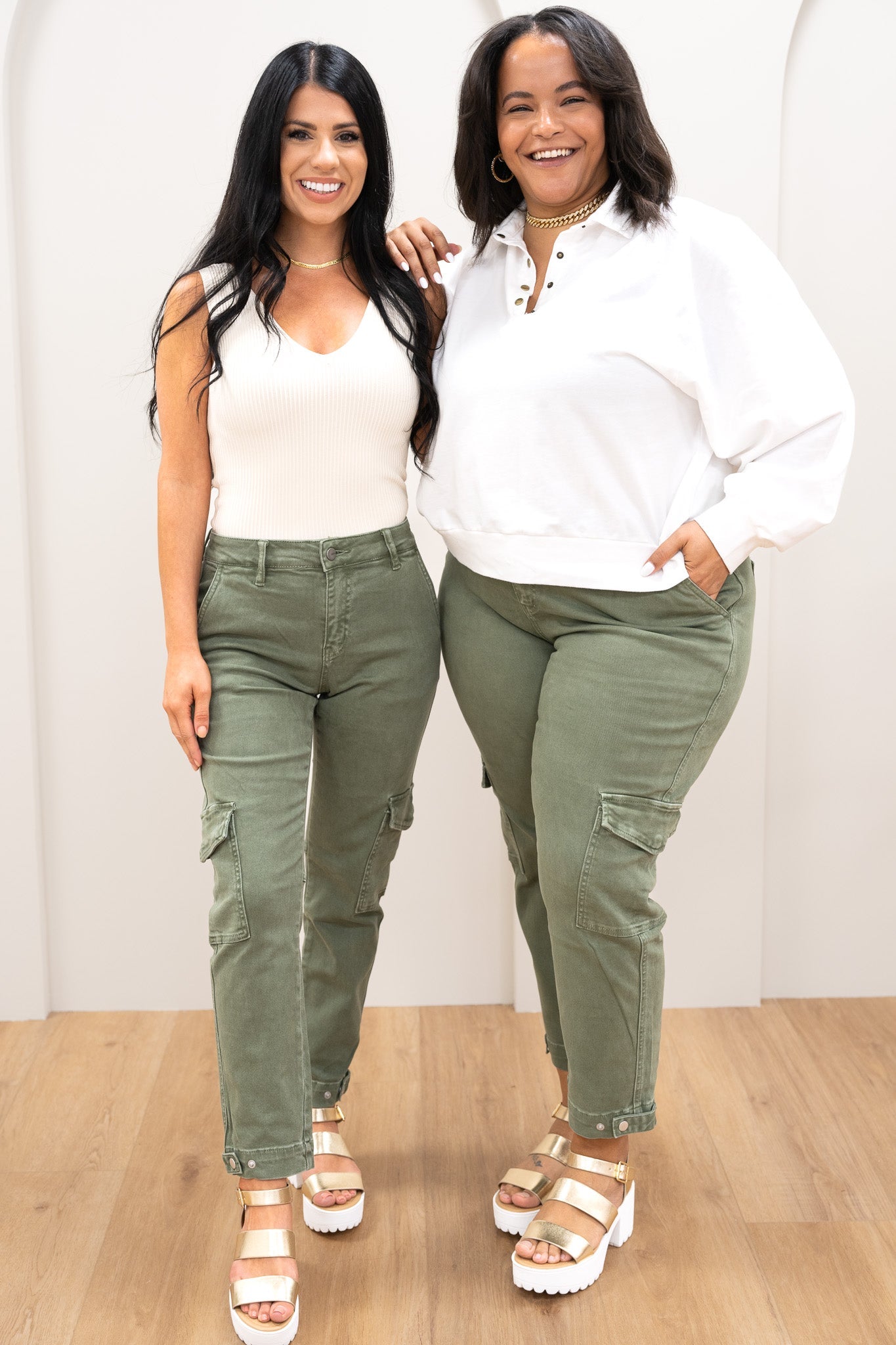 Mica Olive You More Cargo Mom Pants
