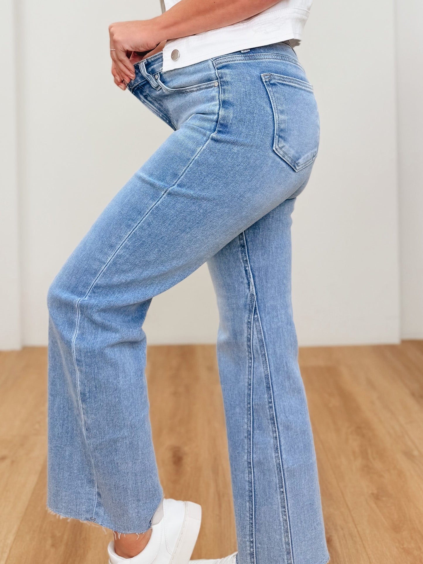 The Chrishell By Risen - Mid Rise Flare Seam Detailing Jeans-Medium