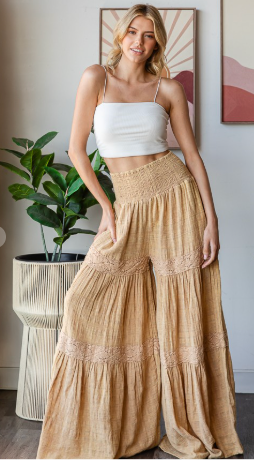 Effortless Crinkle Tiered Wide Leg Pants - 3 Colors!