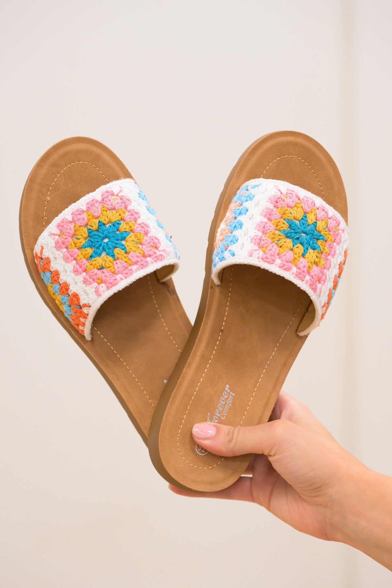 Forever Granny Square Crochet Sandal - White