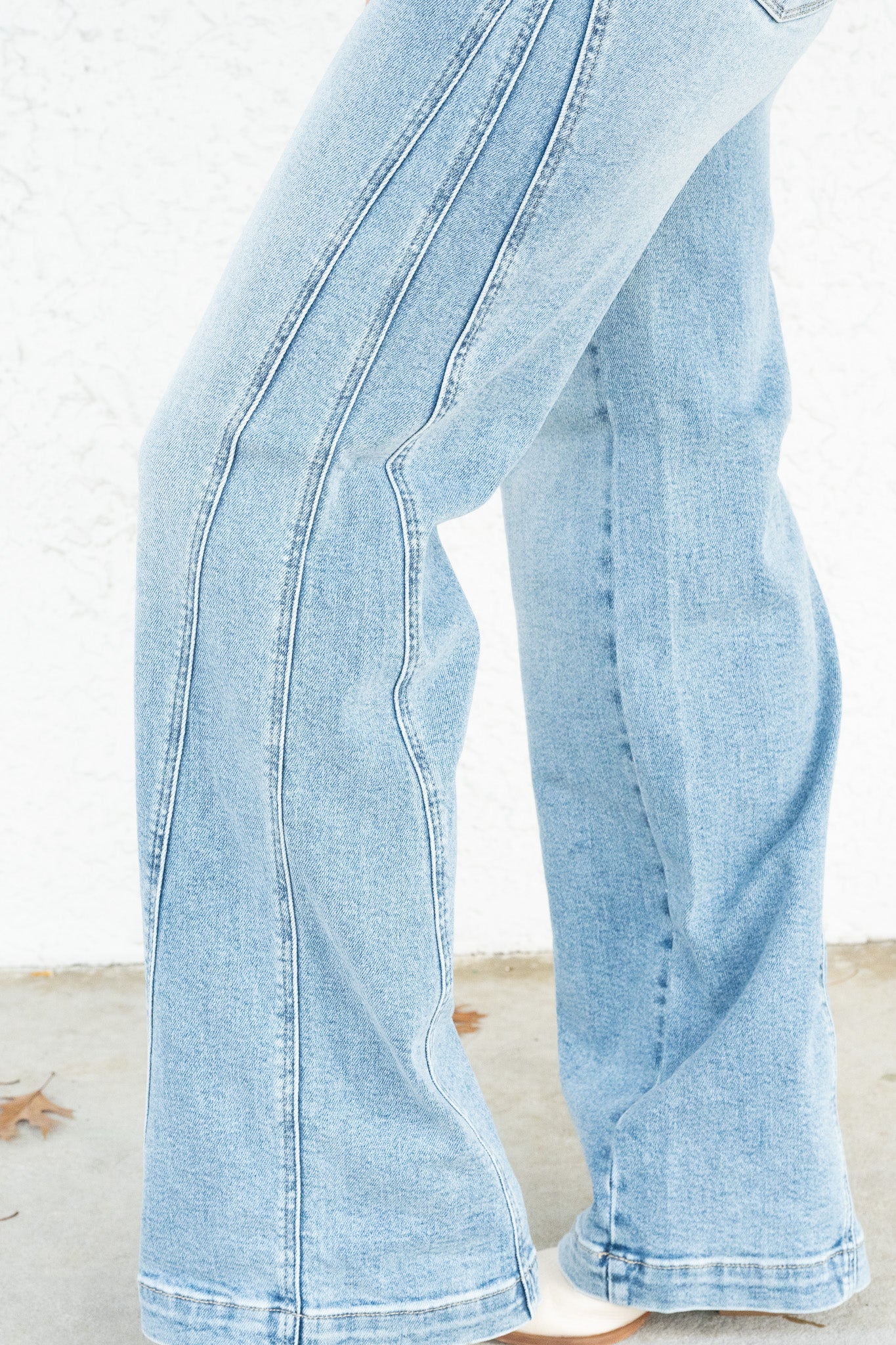Material Girl By Judy Blue - High Rise Seam Insert Retro Wide Leg Jeans