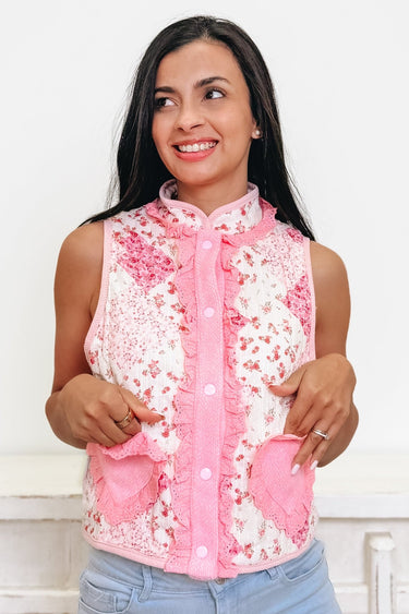 All My Heart Quilted Floral Vest - By Alexa Rae