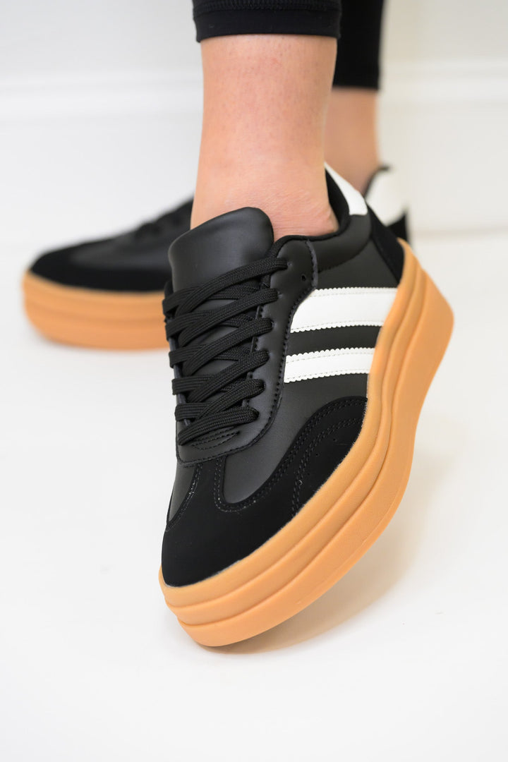 Topping Double Strap Platform Sneakers - Black White