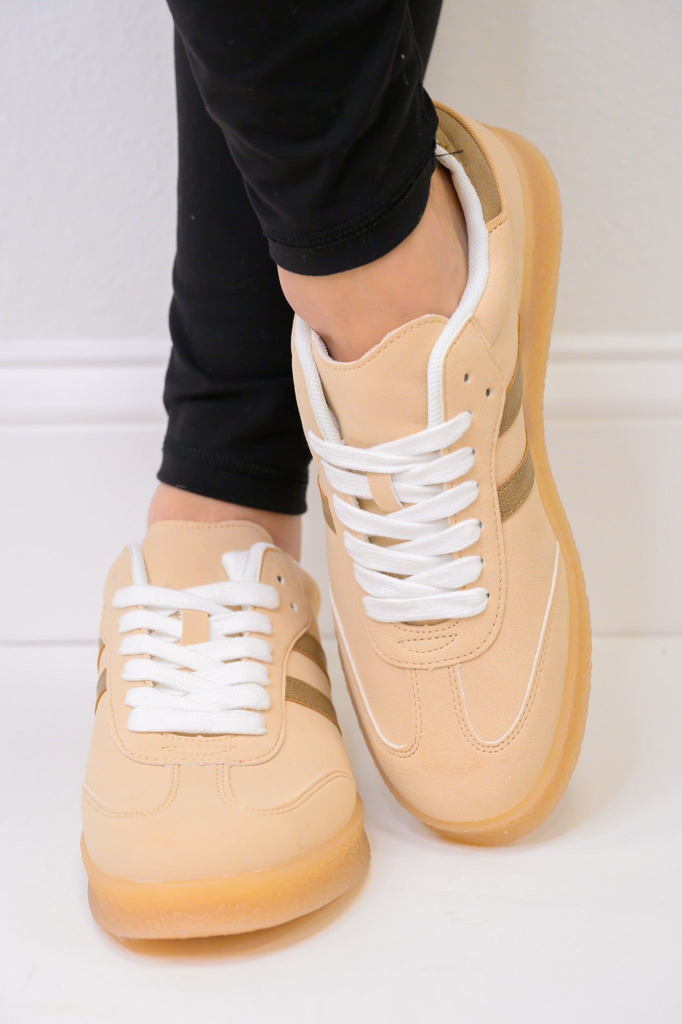 Christi Double Stripe Sneakers - Oatmeal