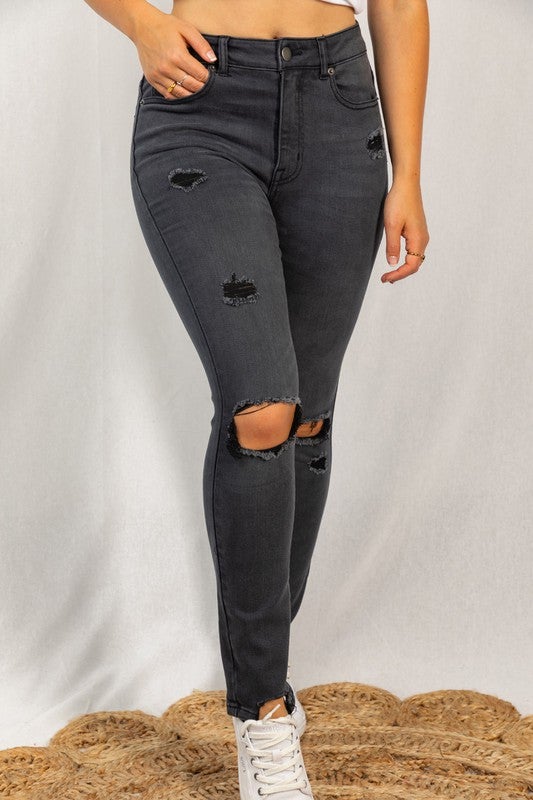 White Birch High Rise Distressed Jeans