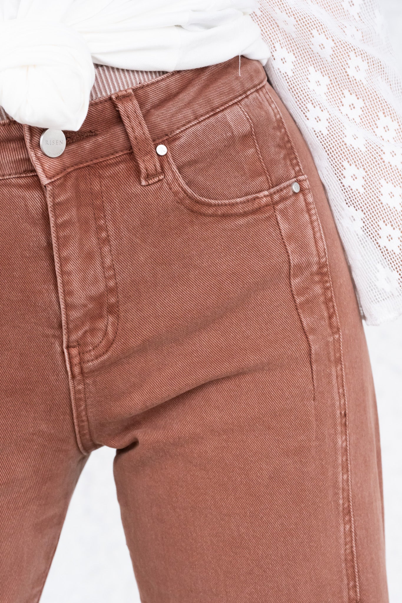 Espresso Yourself By Risen - High Rise Crop Wide Barrel Pants - Espresso