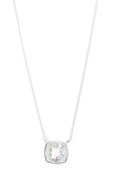 Barcelona Necklace - Liquid Metallic Pearl White Clear - By Alexa Rae