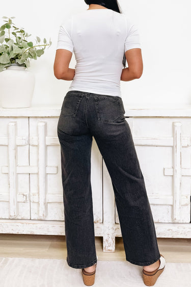 Bella By YMI - Relaxed Rise Wide Leg Jeans - Black Denim - By Alexa Rae