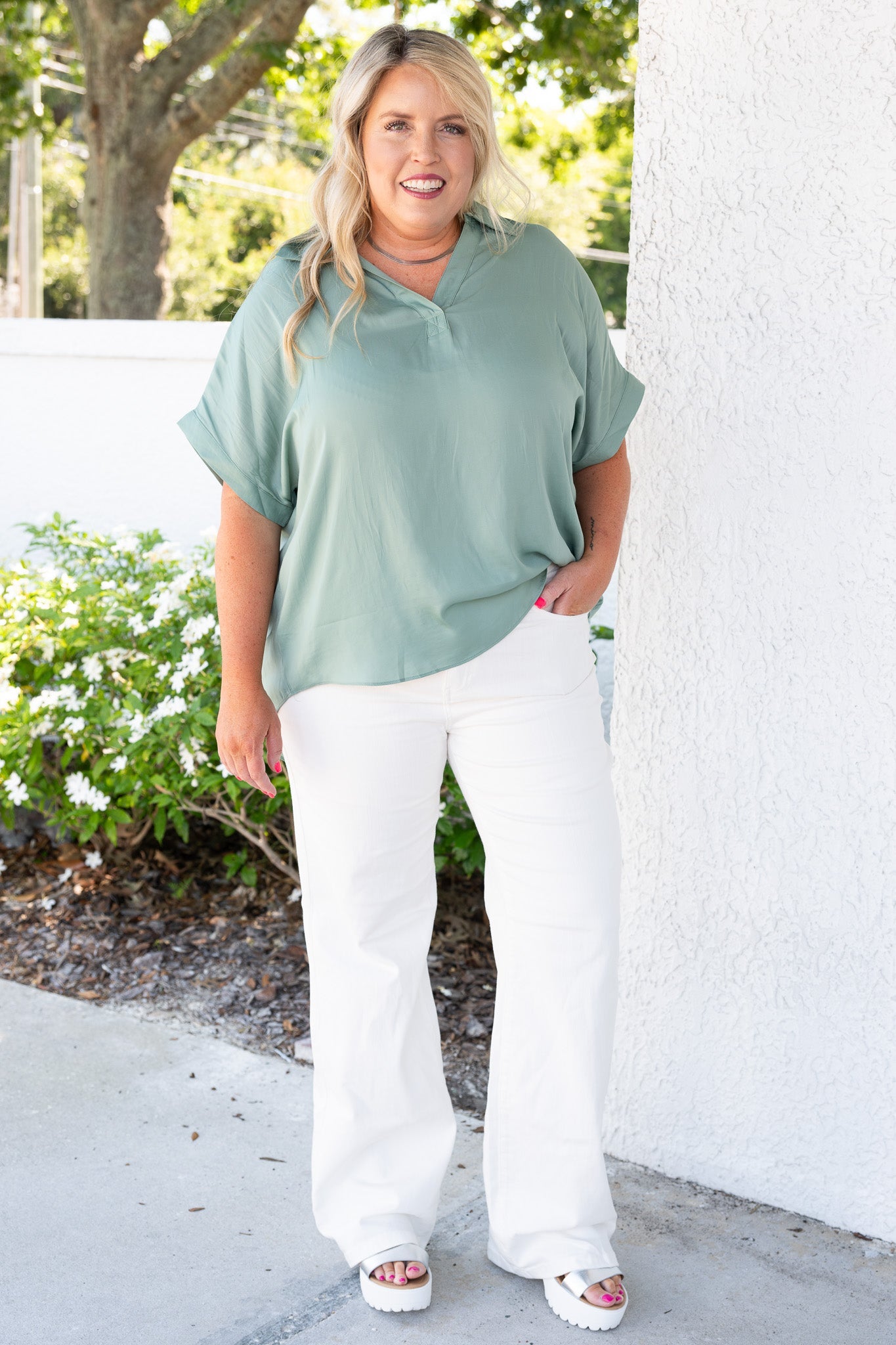 Judy Blue White Horse High Rise Braided Wide Leg Jeans *JB