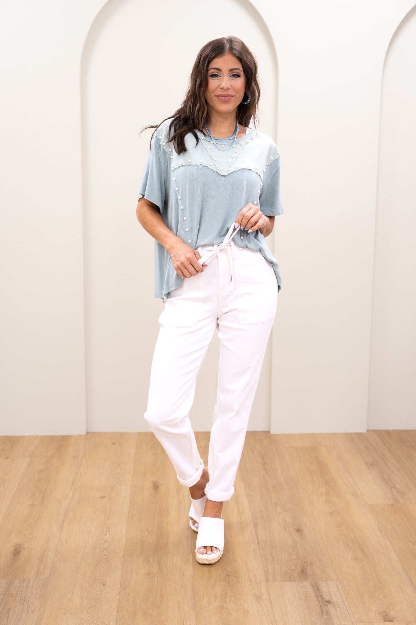 Judy Blue Icing On The Cake Cuffed Joggers - White