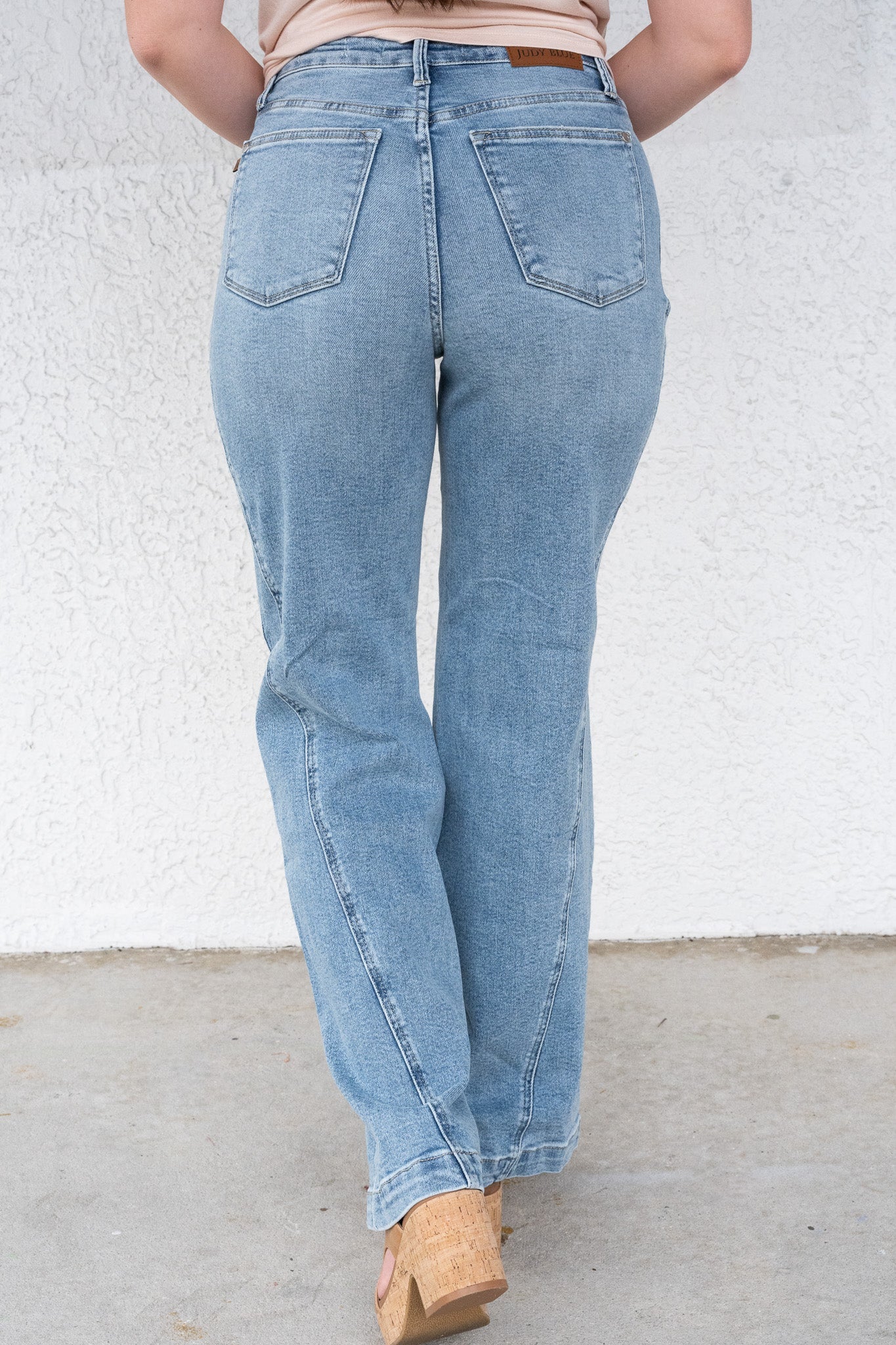 Material Girl By Judy Blue - High Rise Seam Insert Retro Wide Leg Jeans