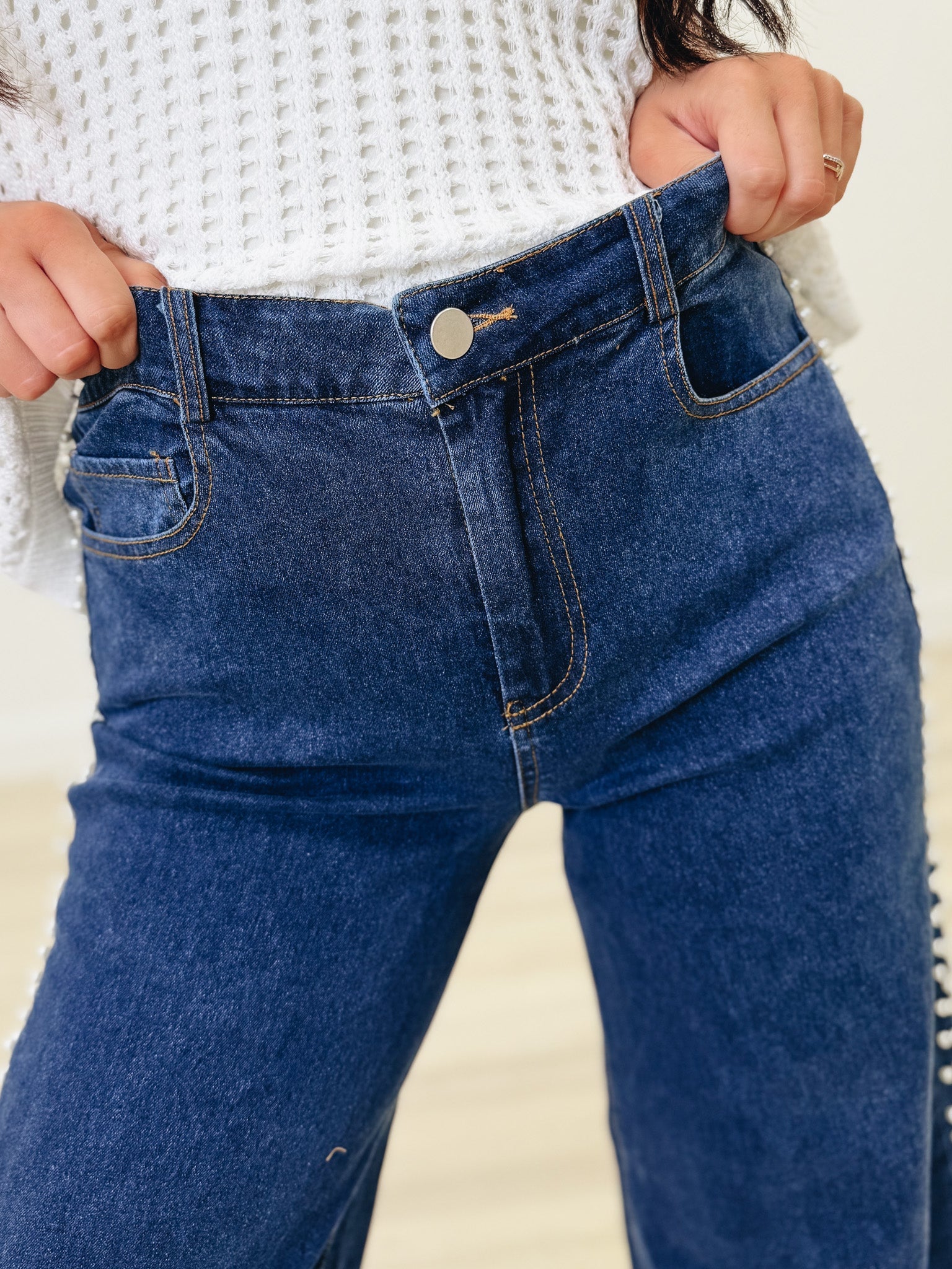 Pearl Pop By So Me - Mid Rise Flare Jeans - Dark Denim