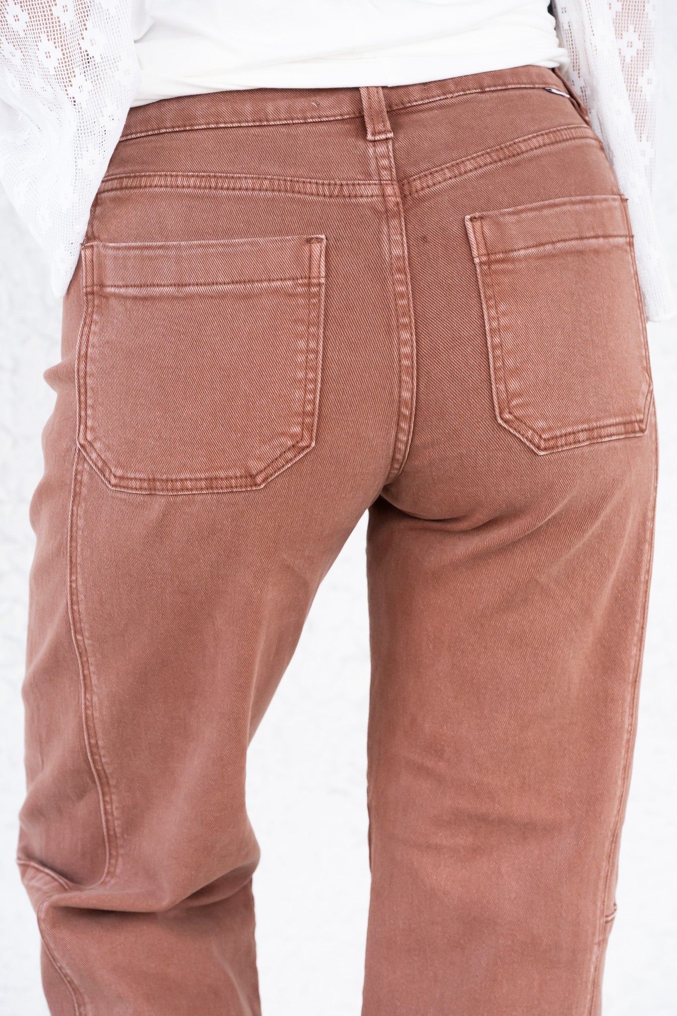Espresso Yourself By Risen - High Rise Crop Wide Barrel Pants - Espresso