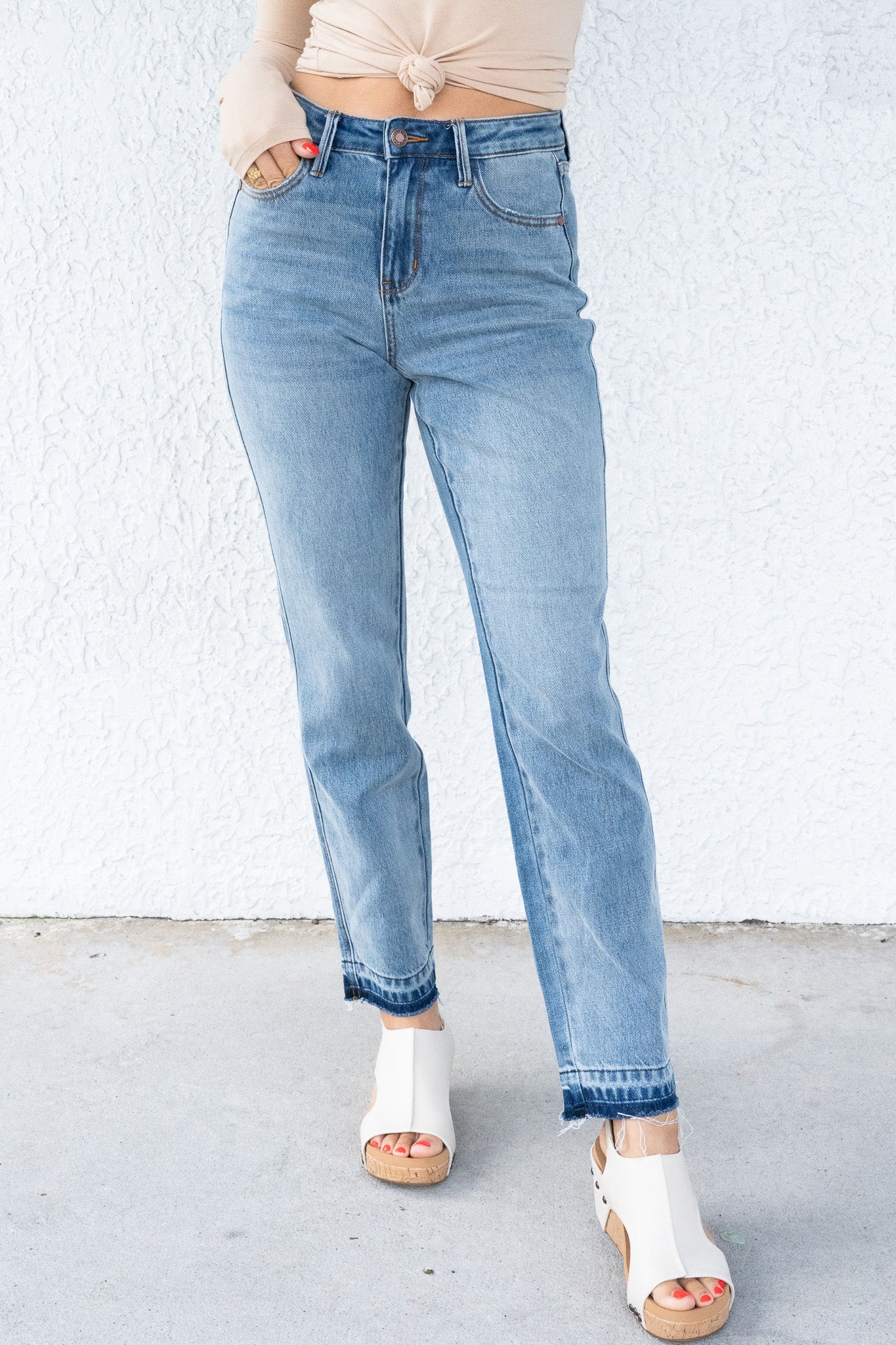 Becky By Judy Blue - Mid Rise Rigid Magic Release Hem Boyfriend Jeans *JB