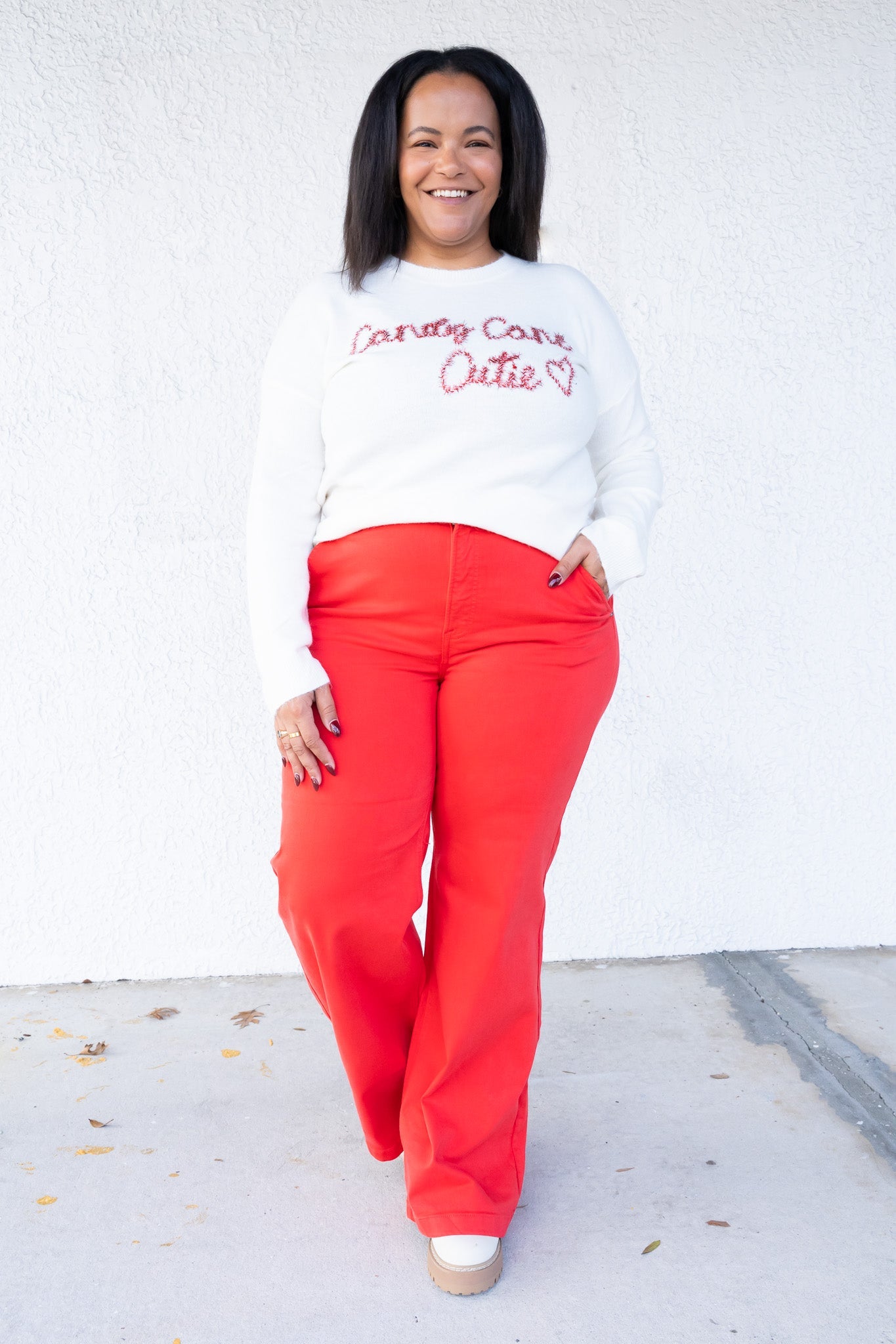 You're A Fireball By Risen - High Rise Tummy Control Wide Leg Pants - Fiesta