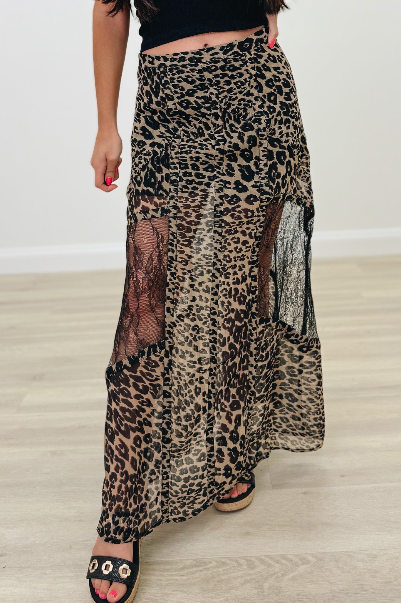 Lace In The Wild Leopard Maxi Skirt