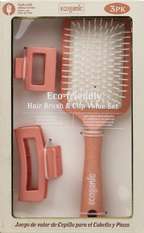 3 Pk Hair Brush And 2 Hair Clip Claw Set