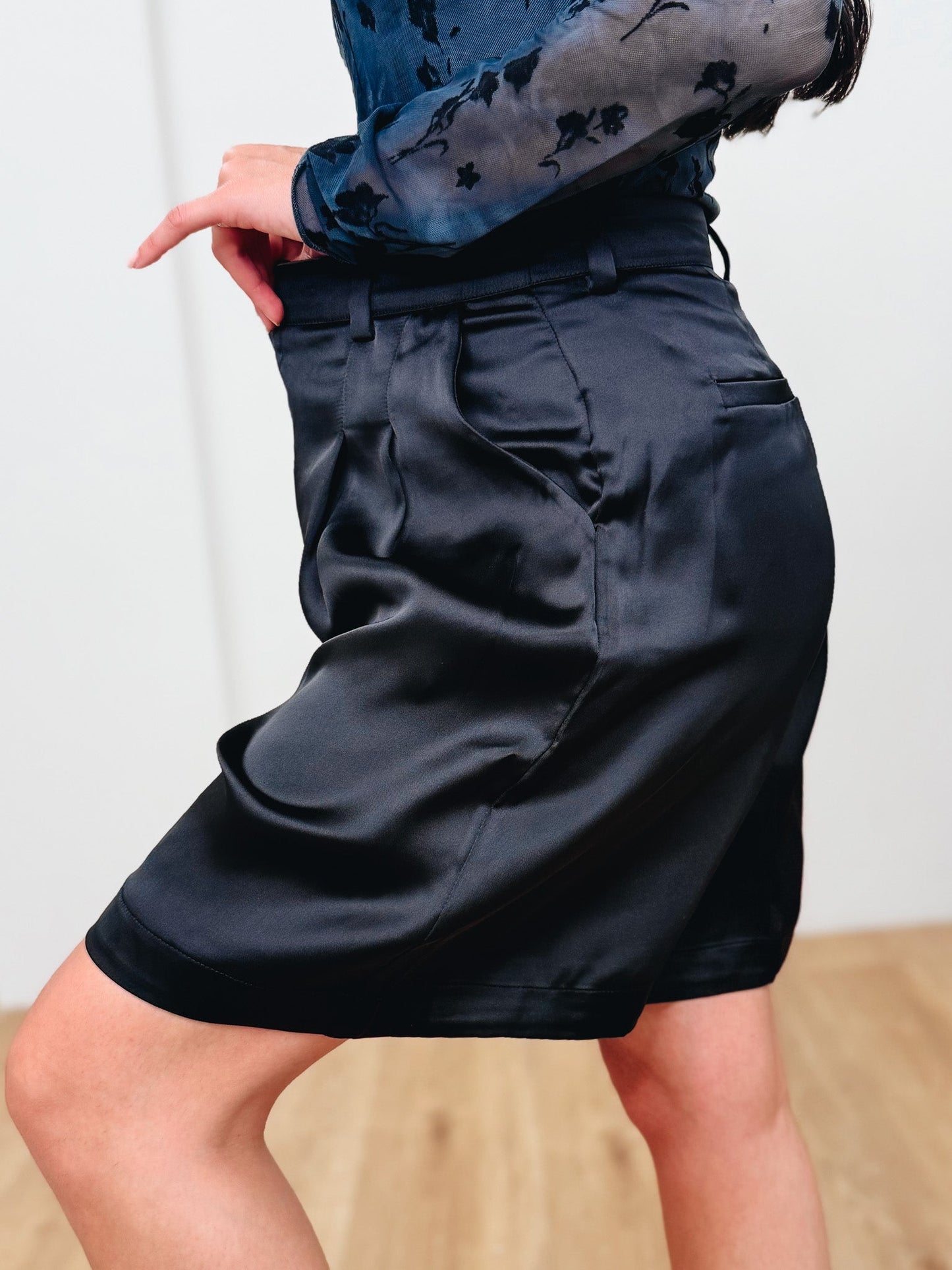 Satin Flow Pleated Shorts