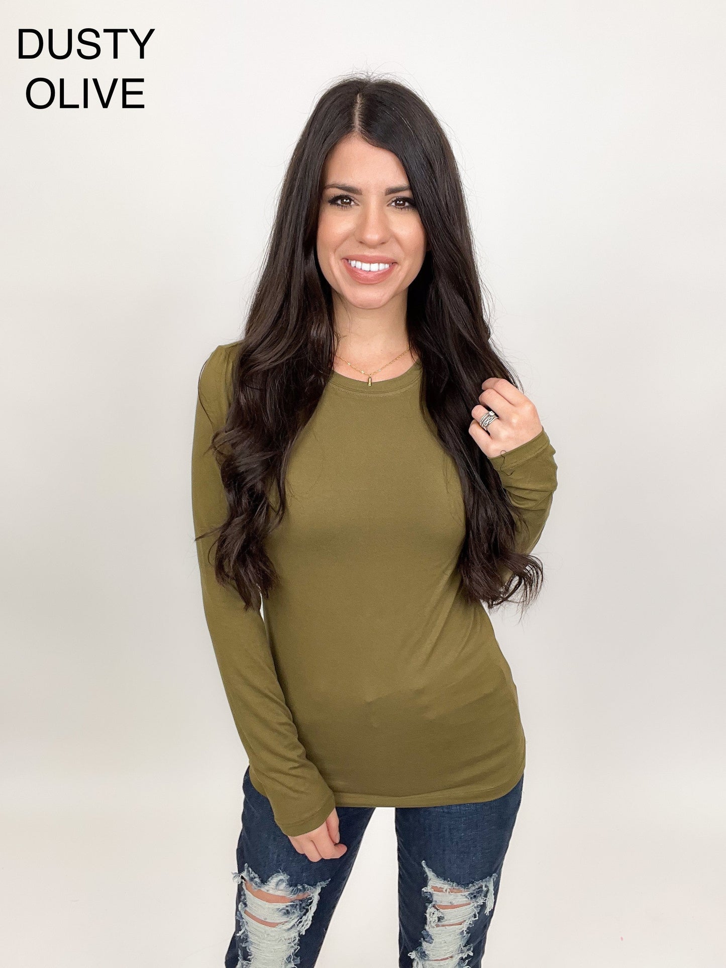 Slimming Long Sleeve Round Neck Tee
