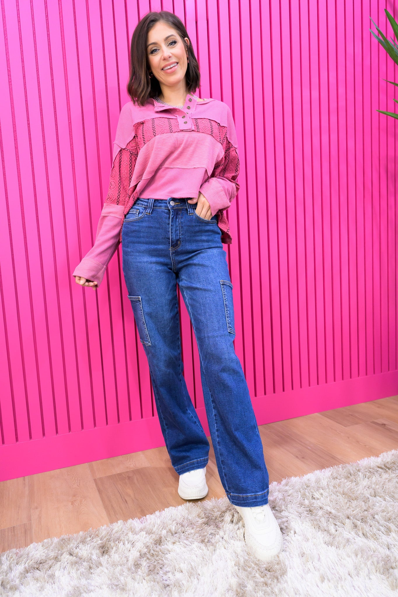 Judy Blue Heidi High Rise Cargo Wide Leg Jeans