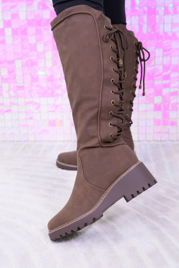 Agenda Lace Up Combat Boots - Brown