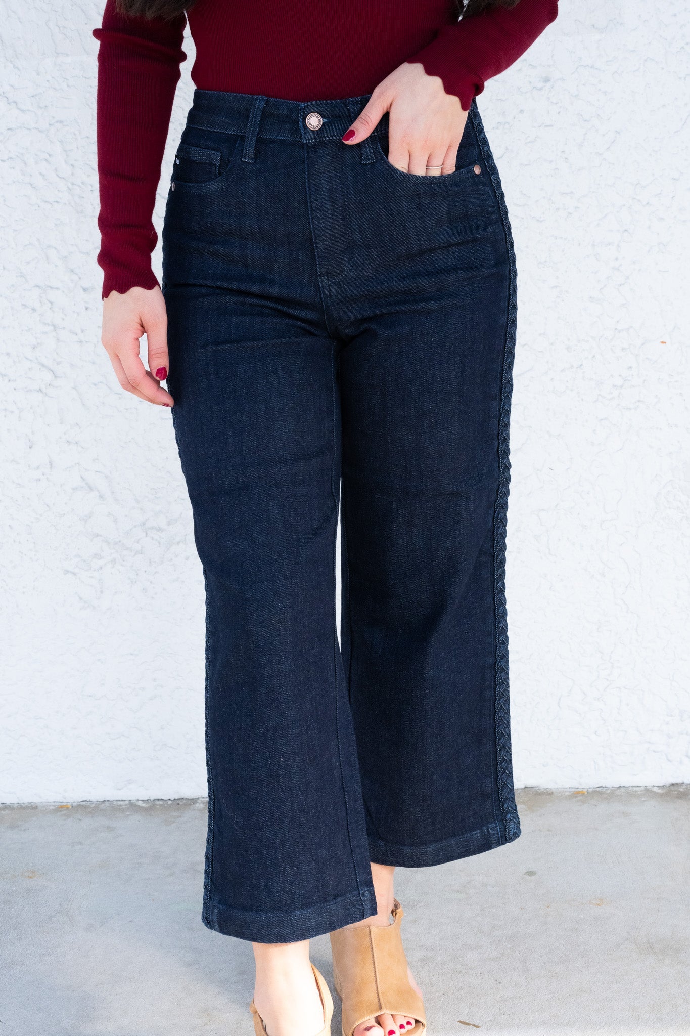 Weave With It By Judy Blue - High Rise Crop Wide Leg Jeans