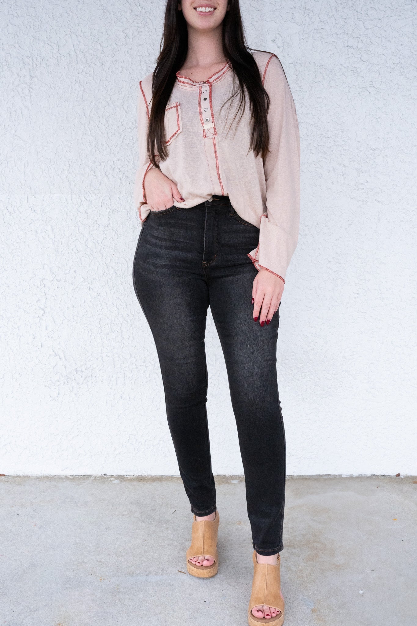 Turned Up By Judy Blue - High Rise Tummy Control Black Wash Skinny Jeans