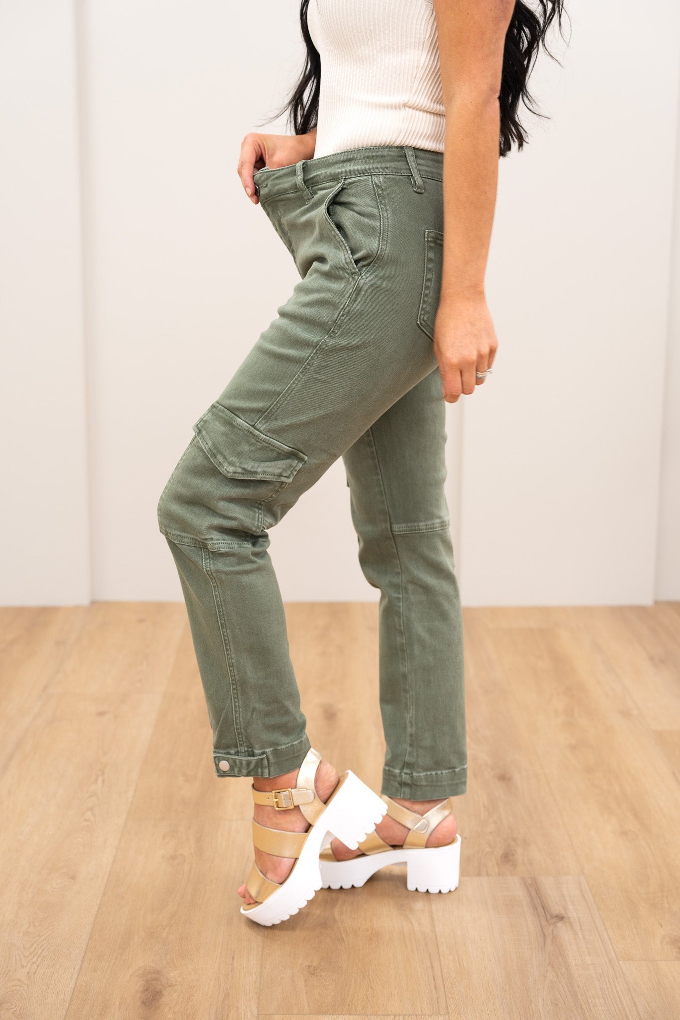 Mica Olive You More Cargo Mom Pants
