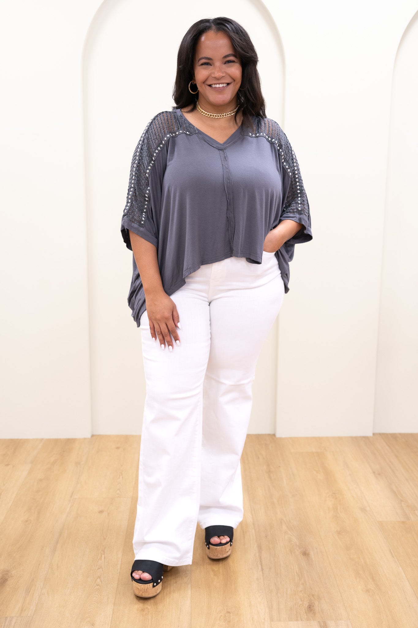 Judy Blue White Horse High Rise Braided Wide Leg Jeans *JB