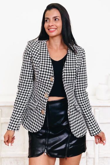 Check Yes Houndstooth Blazer - By Alexa Rae