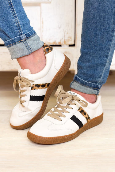 Corky's Heads Up Sneaker - White Leopard Combo - By Alexa Rae