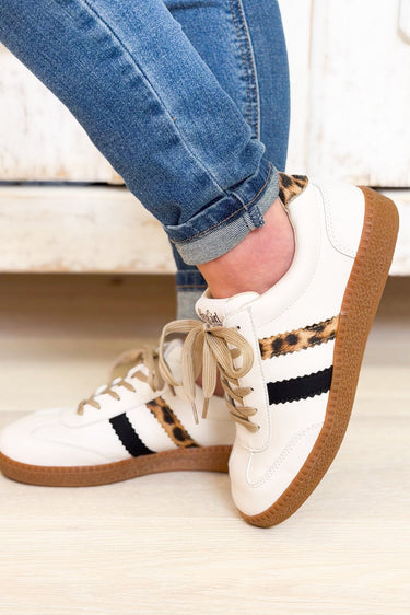 Corky's Heads Up Sneaker - White Leopard Combo - By Alexa Rae