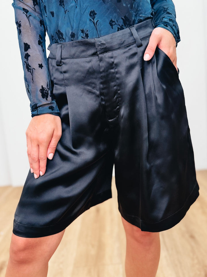 Satin Flow Pleated Shorts