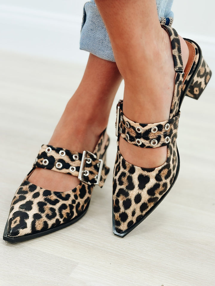 Abigail Slingback Heel Loafers - Leopard