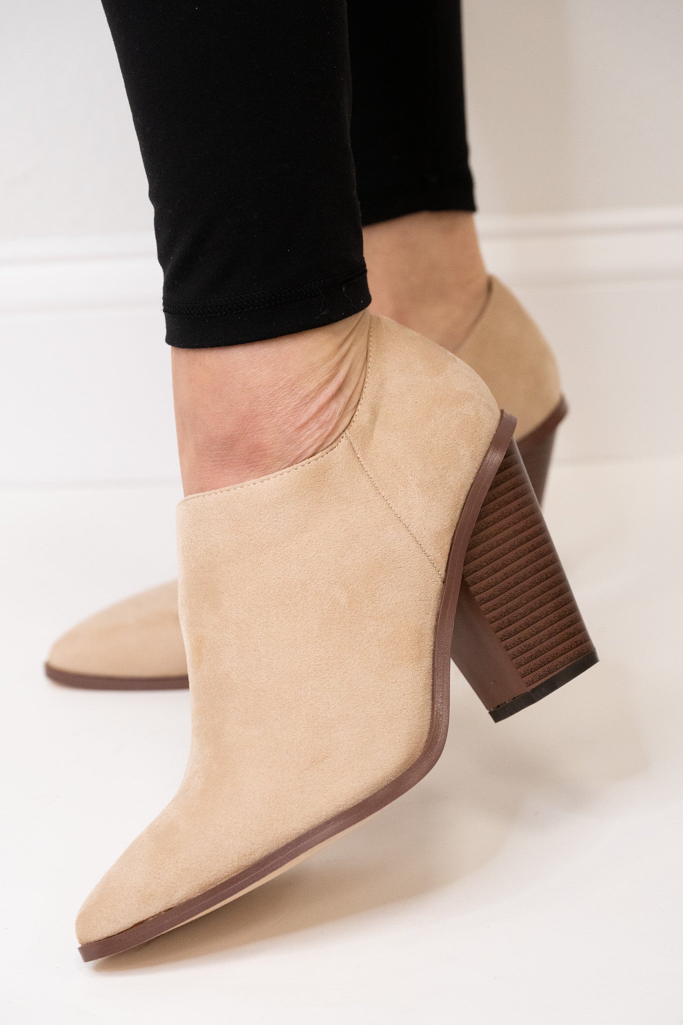 Yesenia Block Heel Ankle Booties - Nude