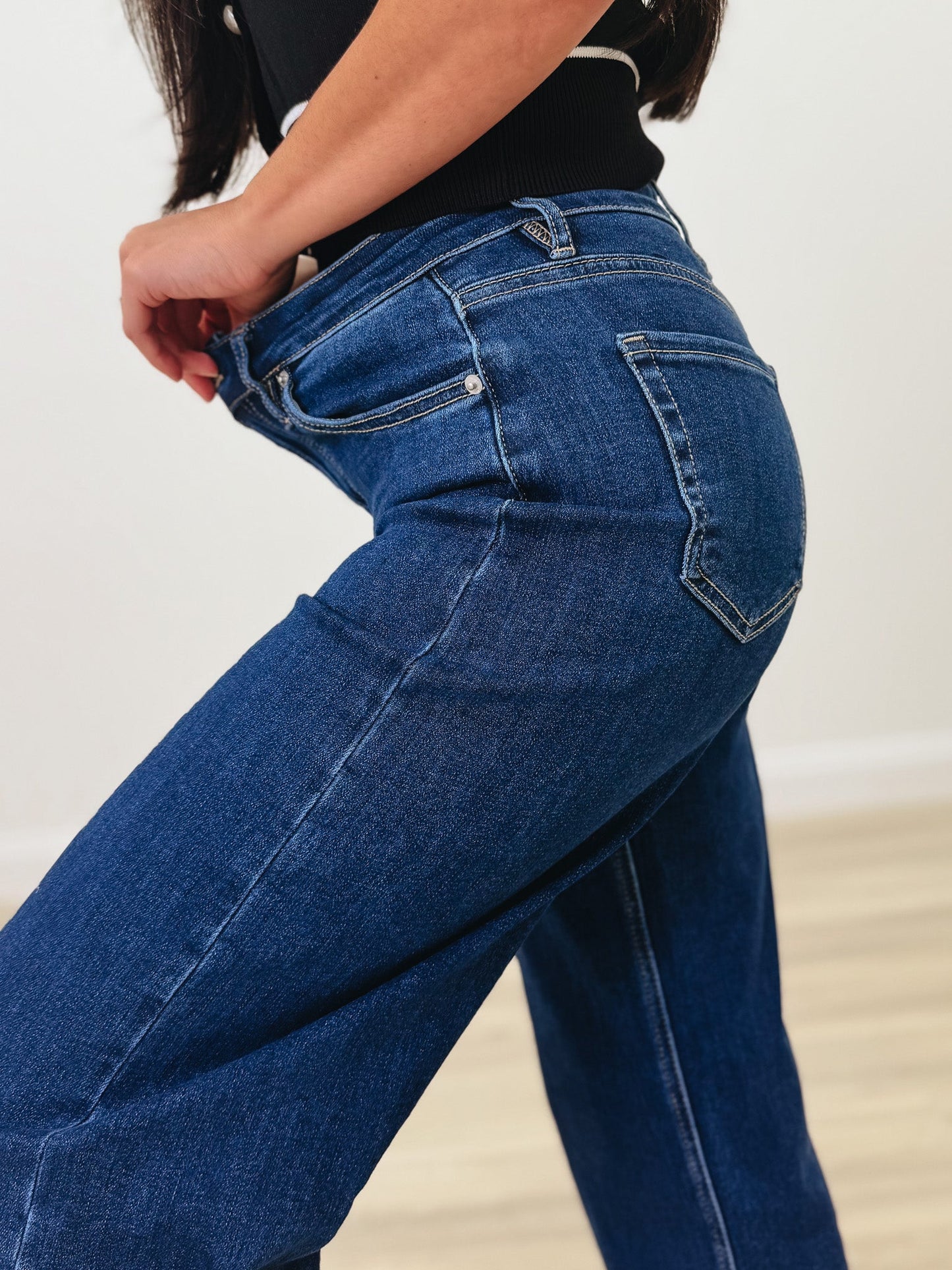 Sunshine State Of Mind By Mica - High Rise Wide Leg Capri Jeans- Rhino