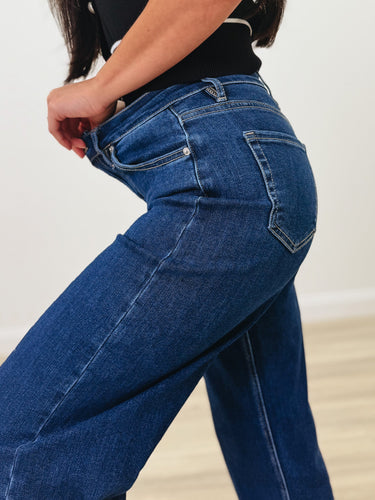 Sunshine State Of Mind By Mica - High Rise Wide Leg Capri Jeans- Rhino