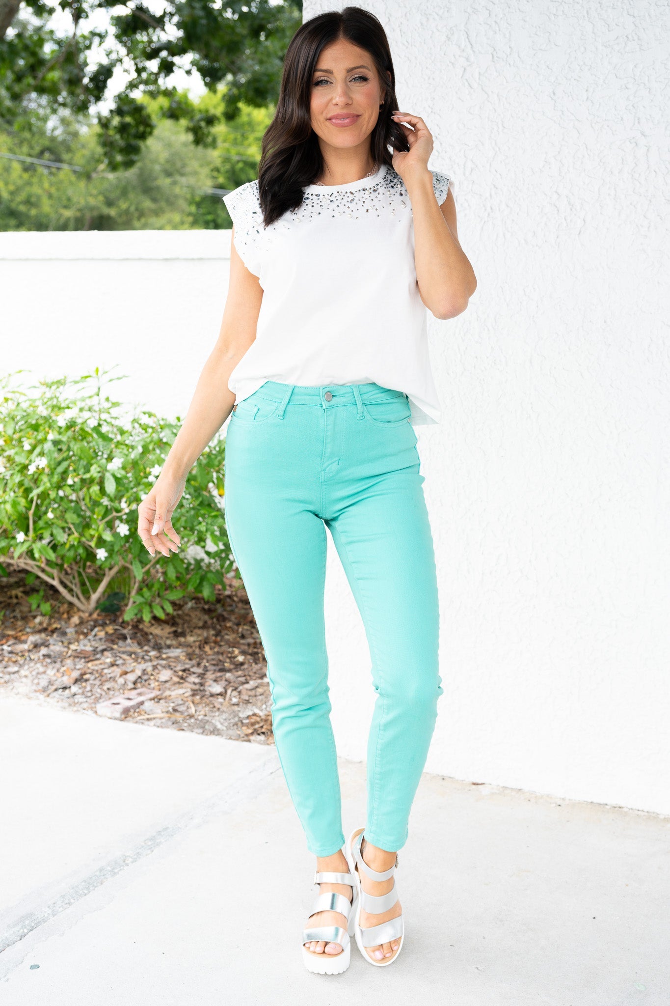 Judy Blue Line 'Em Up High Rise Garment Dyed Slim Jeans *JB