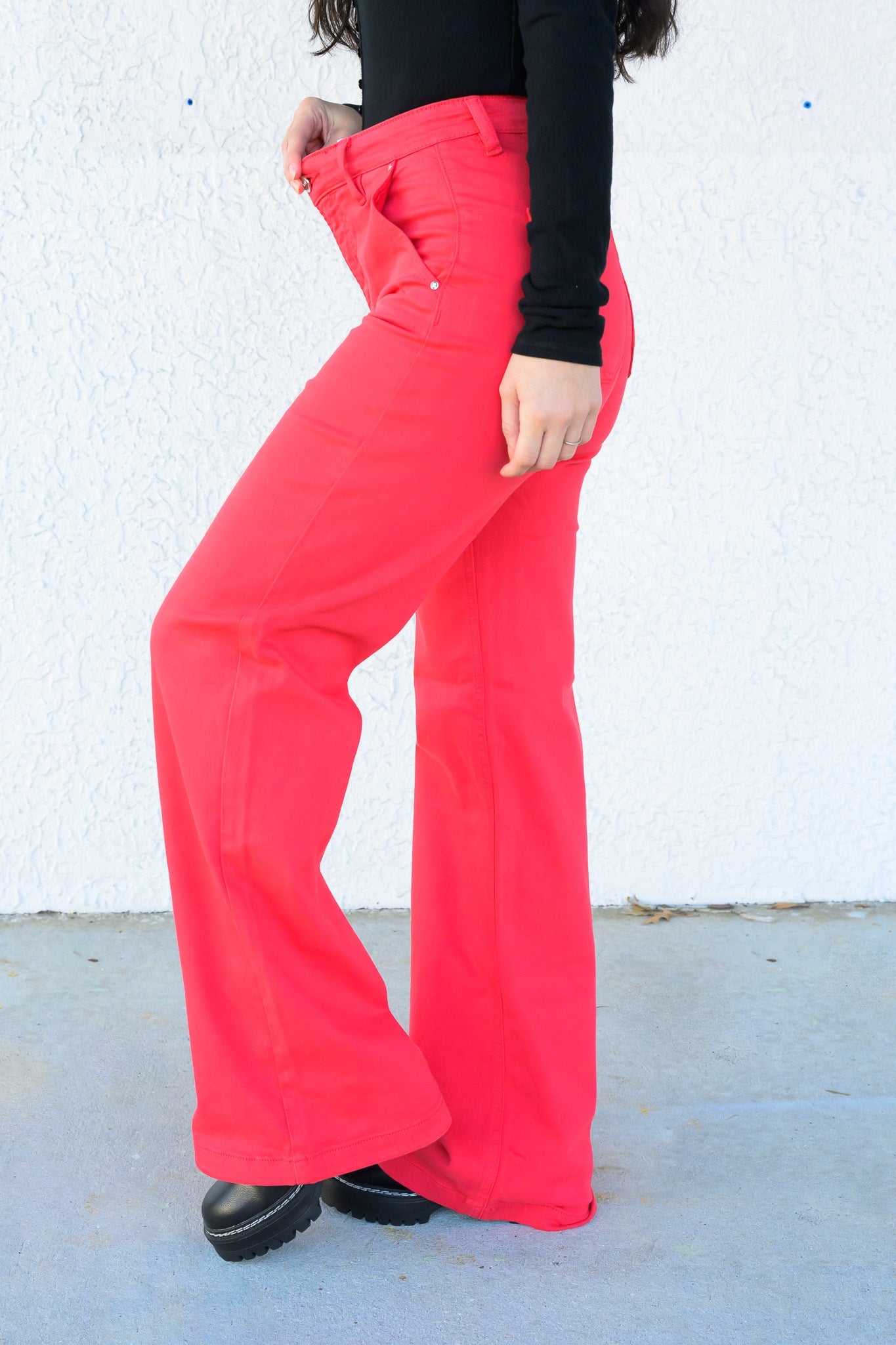 You're A Fireball By Risen - High Rise Tummy Control Wide Leg Pants - Fiesta