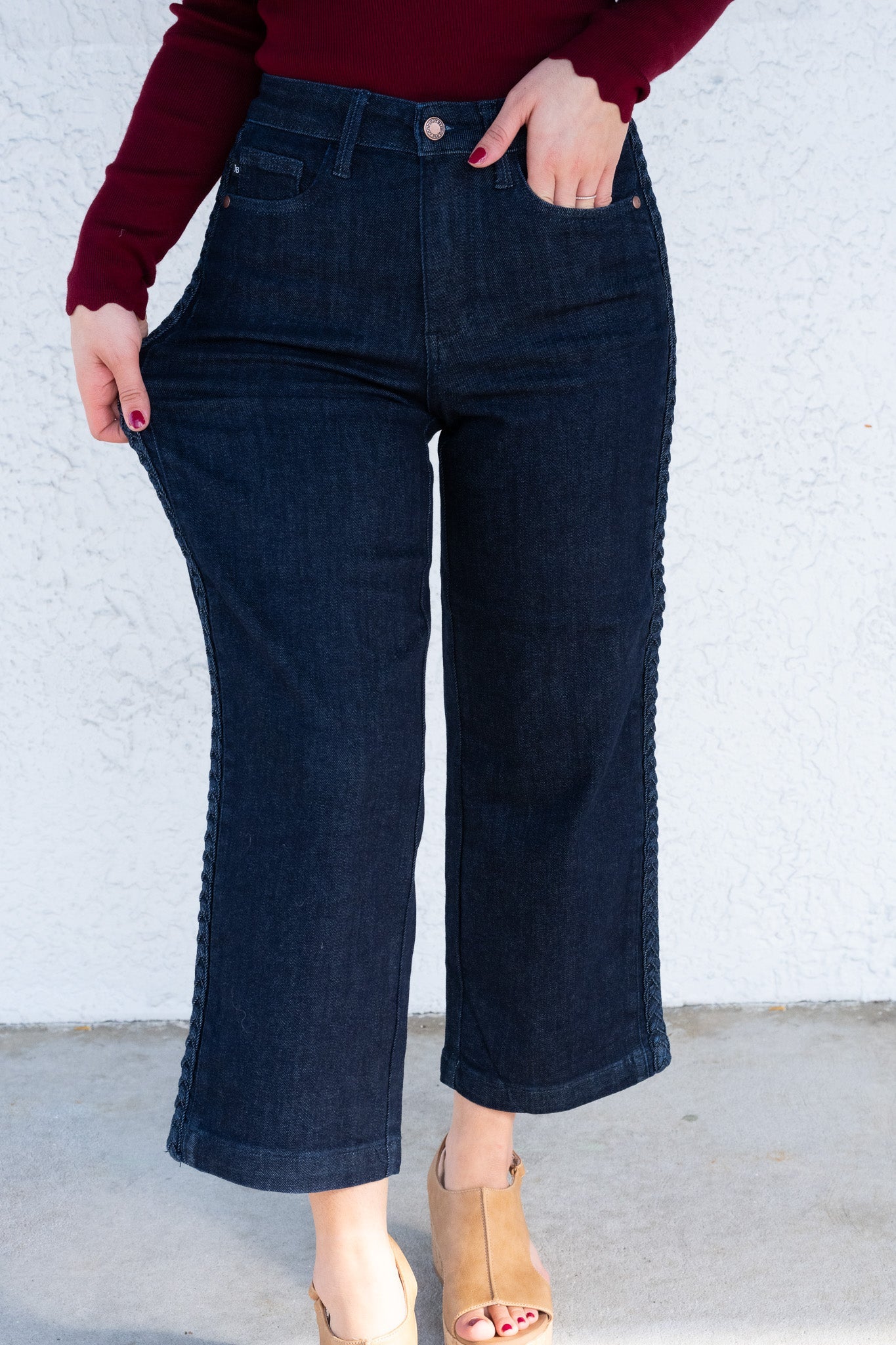 Weave With It By Judy Blue - High Rise Crop Wide Leg Jeans