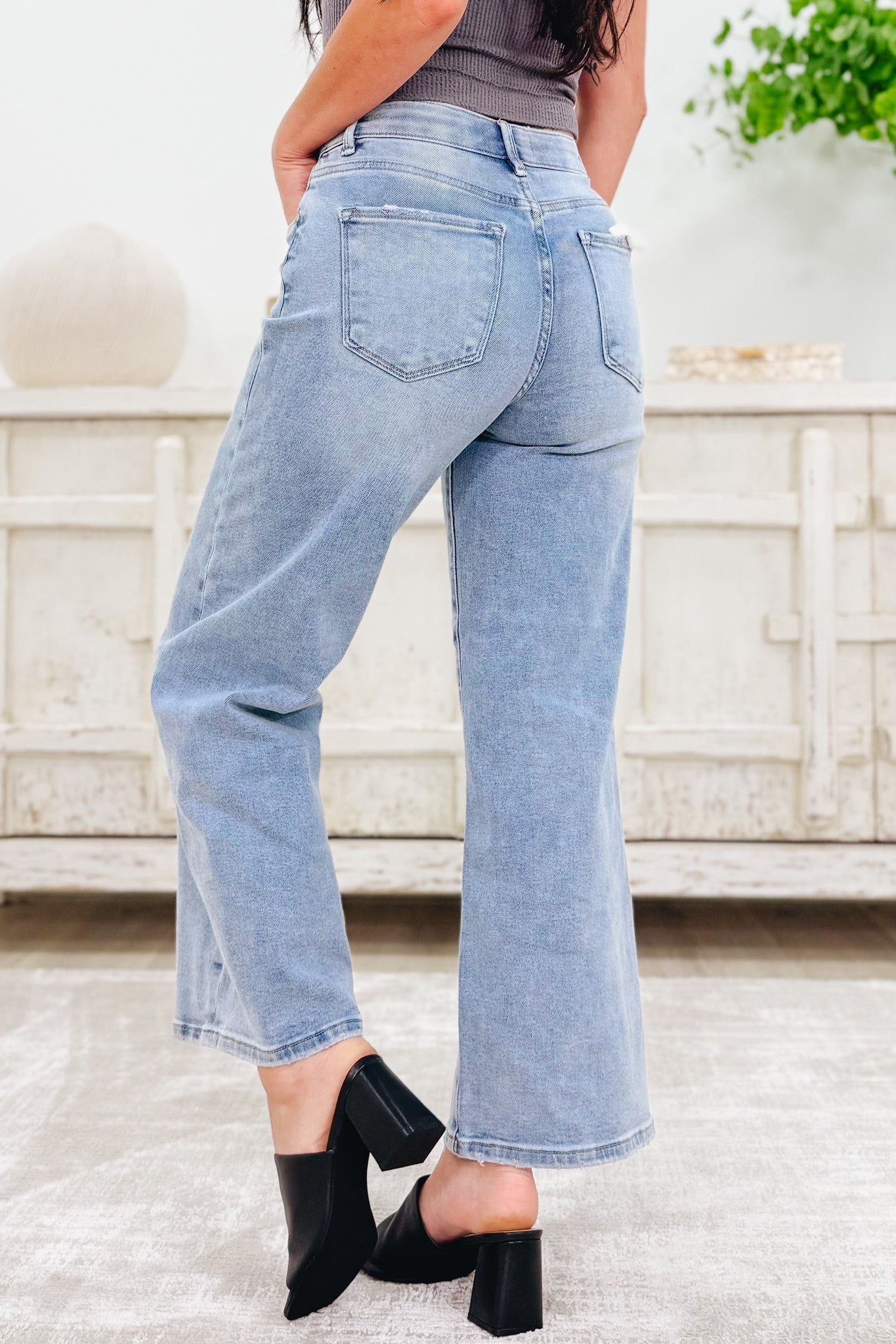 The Alice By Risen - High Rise Crop Wide Leg Jeans - Light