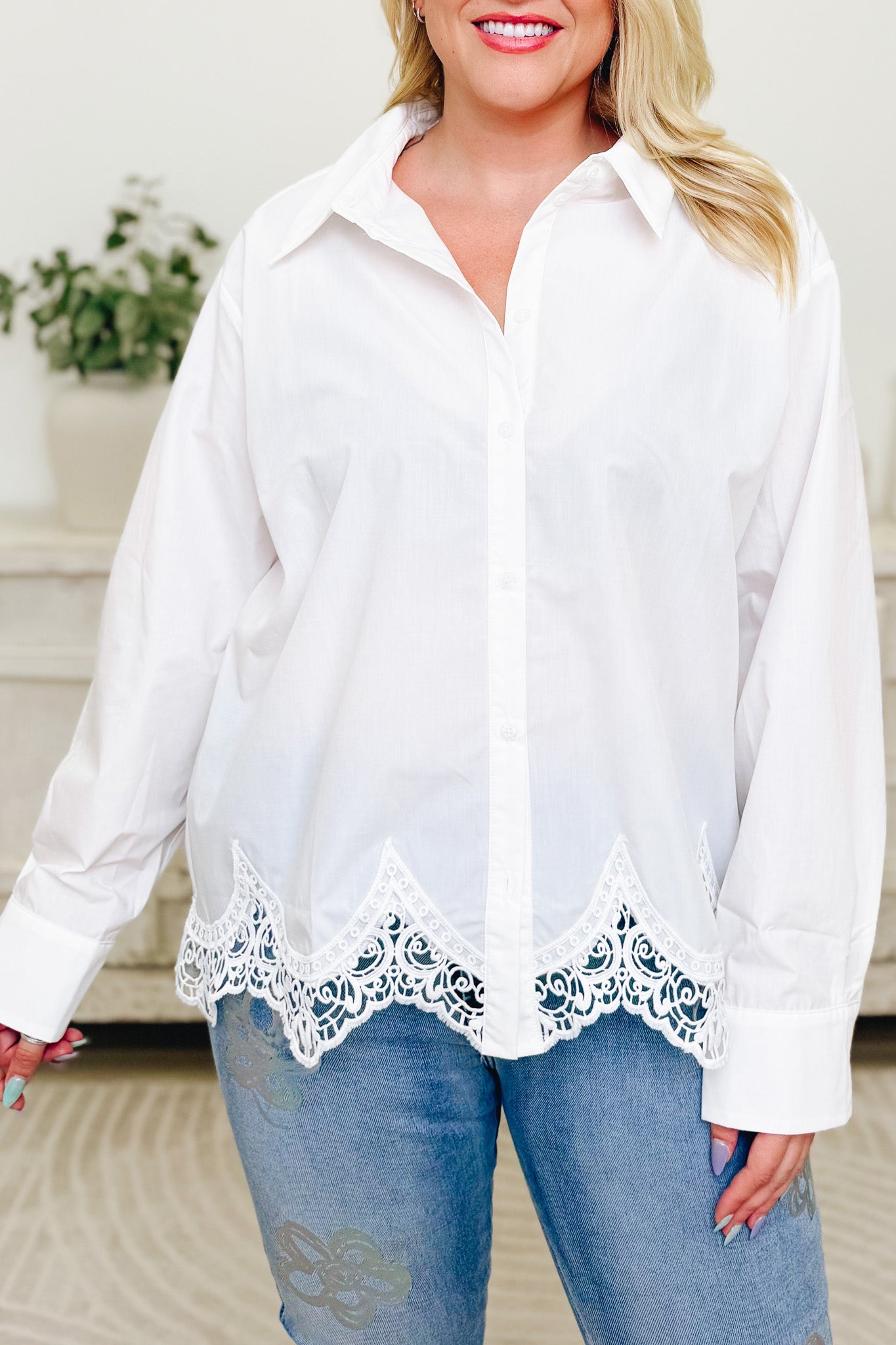 Cut Out For Greatness Button Down Top