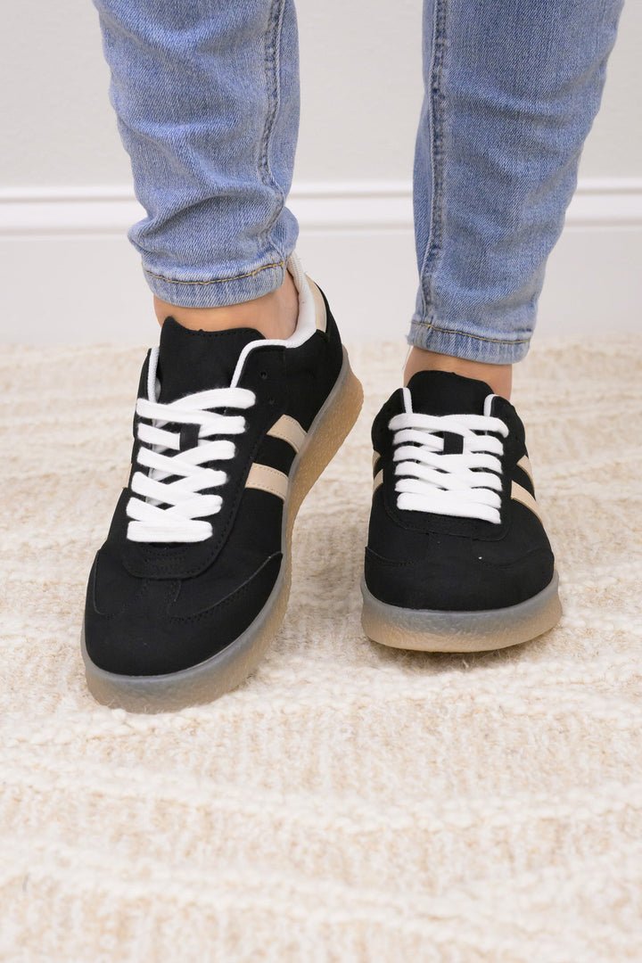 Christi Double Stripe Sneakers - Black