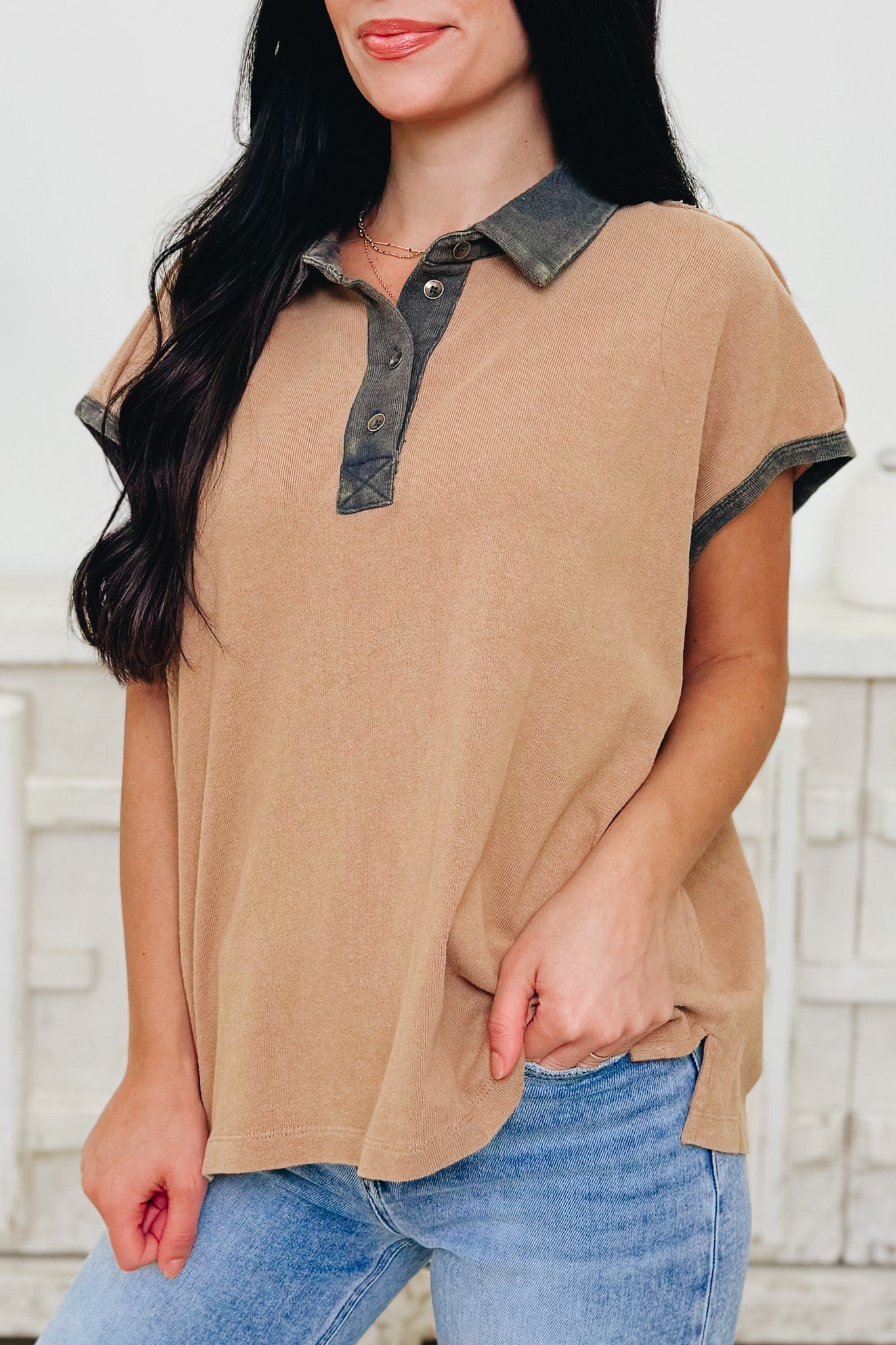 Contrasting Blemish Top - 2 Colors!