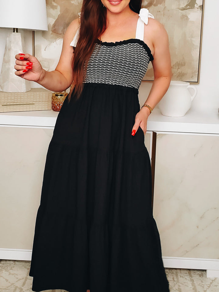 Direct & Reflect Tiered Midi Dress