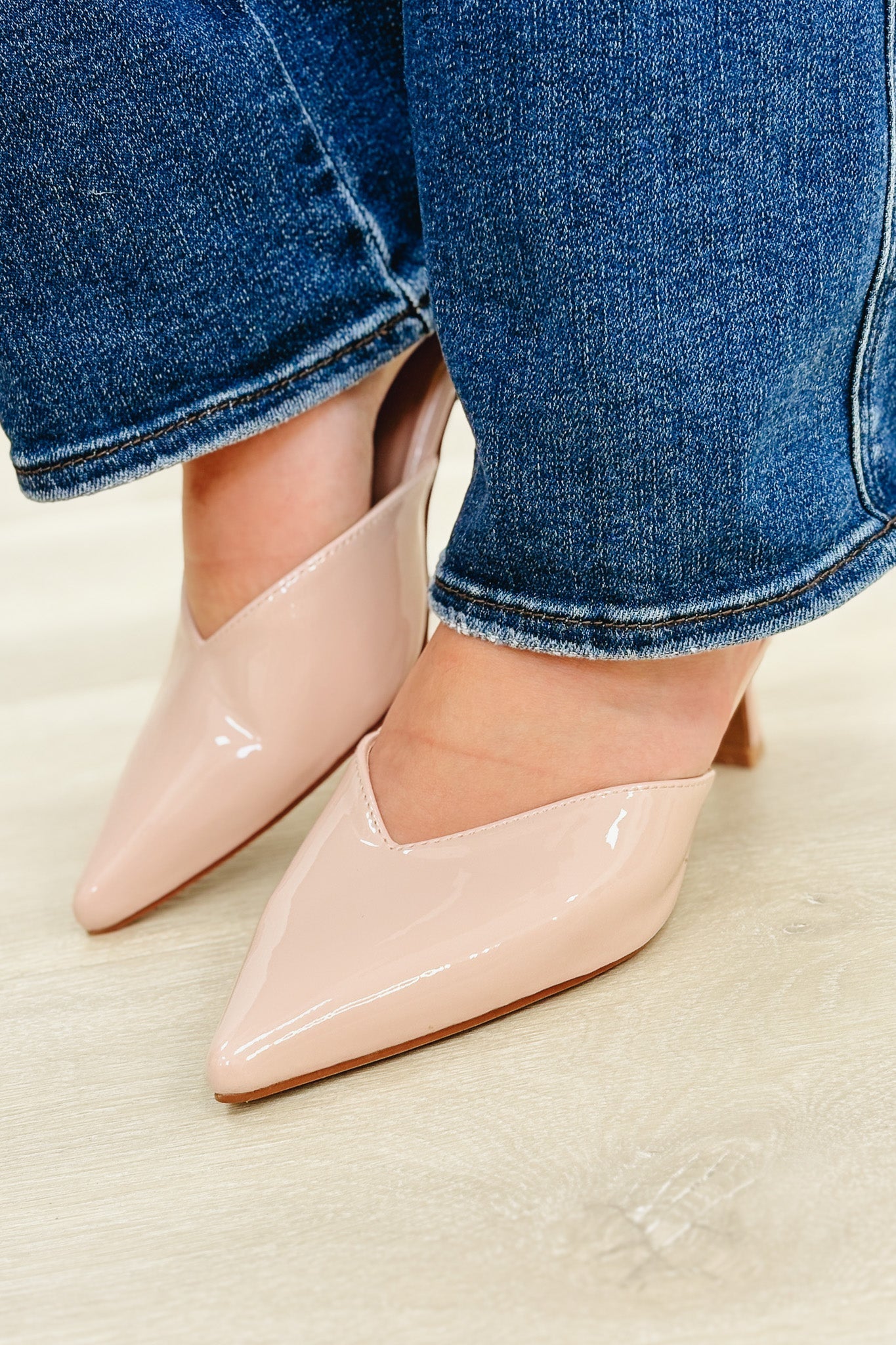 The Equal Pointy Kitten Heel - Nude Patent