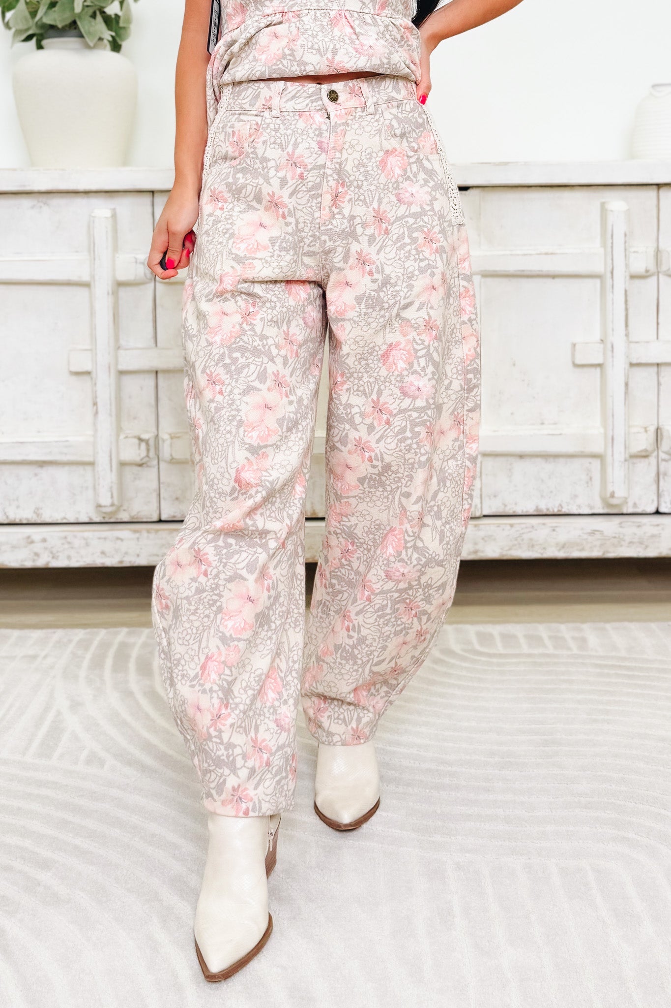 No Hesitation Floral Barrel Pants