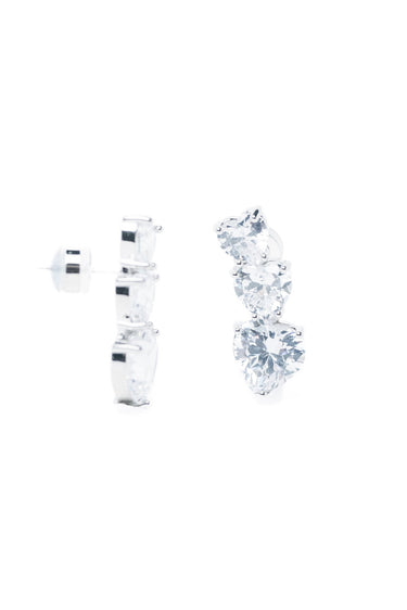 Diamond Heart Earrings - Silver - By Alexa Rae